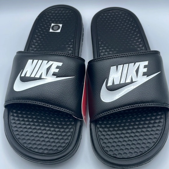 NEW Nike mens Benassi Just Do It Slides Black w white 13 main image 12